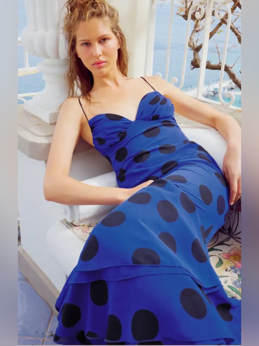 ZARA ~ Polka Dot Ruffle Long Dress - Picture 5 of 17